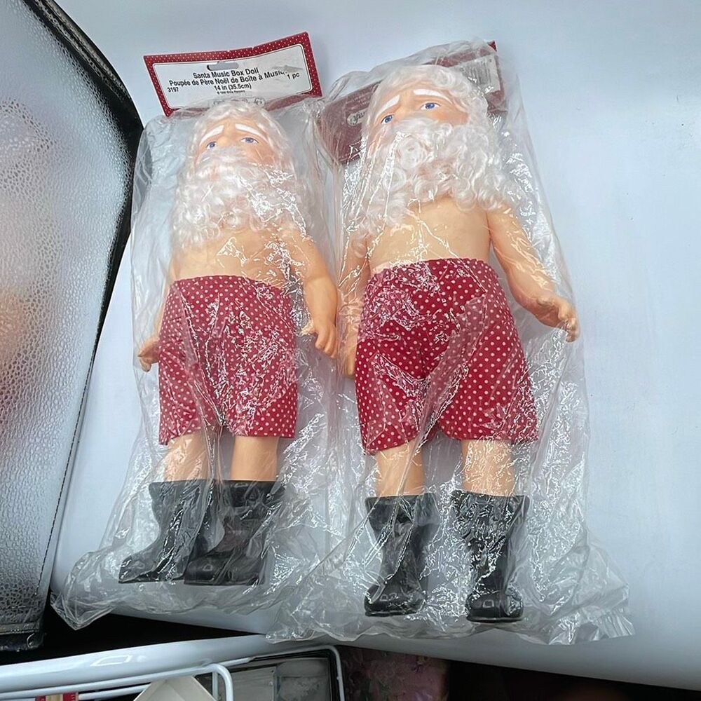 NWT VINTAGE Fibre Craft  Lot of 2 Santa Clause dolls for crafters.